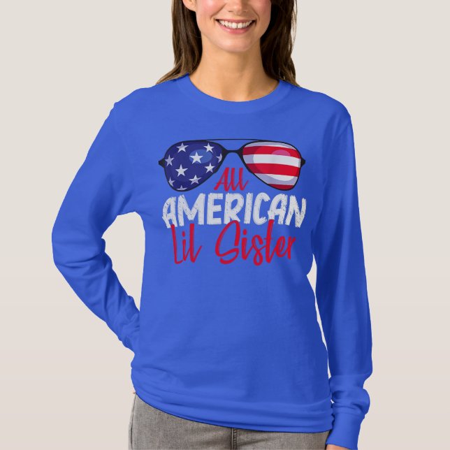 Family Matching 4th July Women Lil Sister T-Shirt (Front)