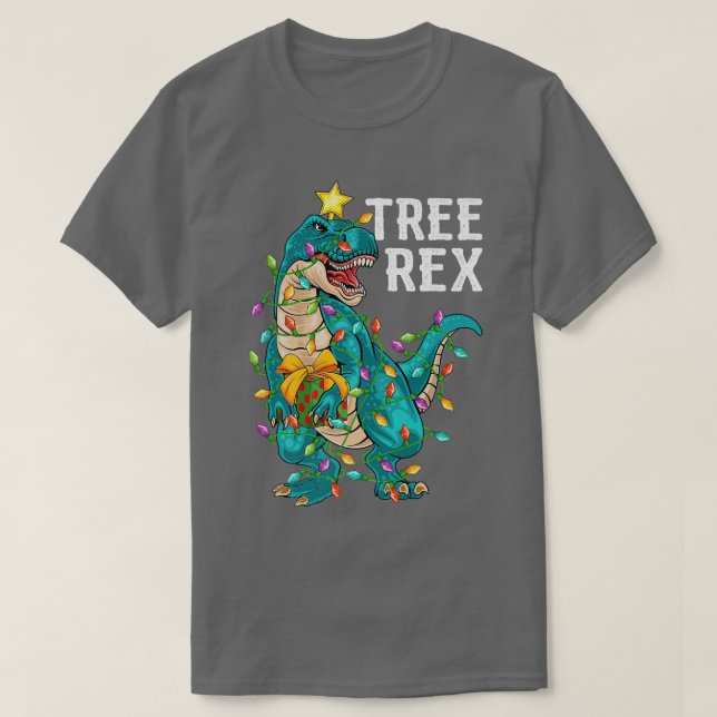 Family Matching Boys Kids Xmas Tree Re Dinosaur Ch T-Shirt (Design Front)