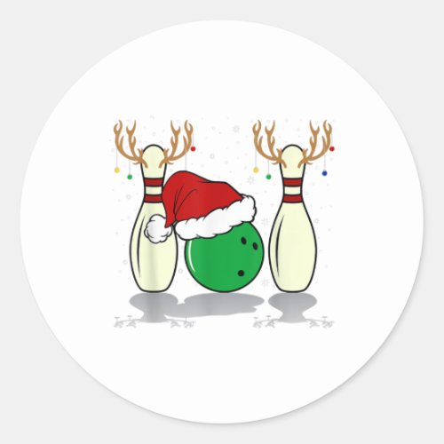 family matching christmas bowling santa xmas classic round sticker