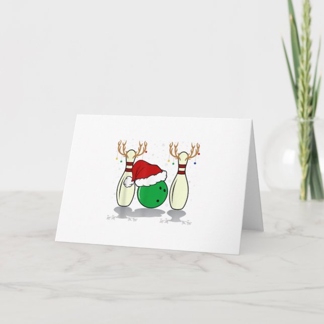 family matching christmas bowling santa xmas holiday card (Front)