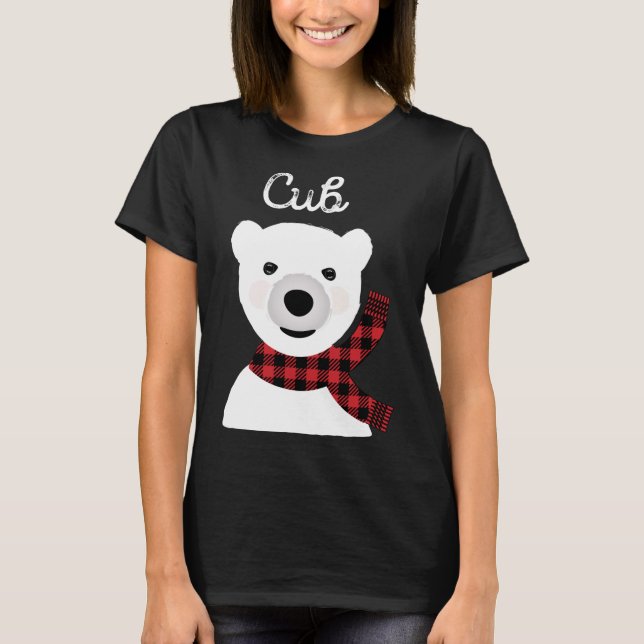 Family Matching Christmas Buffalo Plaid Bear Cub T-Shirt (Front)
