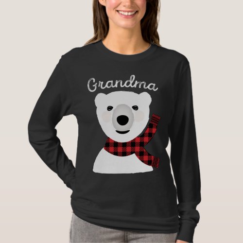 Family Matching Christmas Grandma Plaid Bear T_Shirt