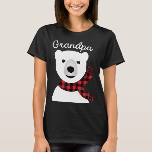 Family Matching Christmas Grandpa Plaid Bear Papa  T_Shirt