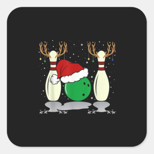 Family Matching Christmas Pajama Bowling Santa Square Sticker
