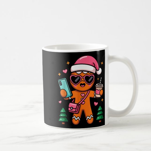 Family Matching Christmas Pajama Gingerbread Selfi Coffee Mug (Right)