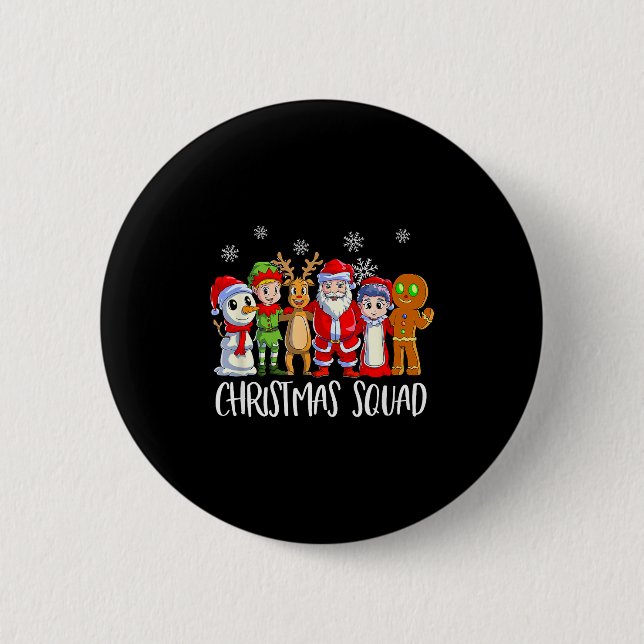 Family Matching Christmas Squad Santa Reindeer Elf Button (Front)
