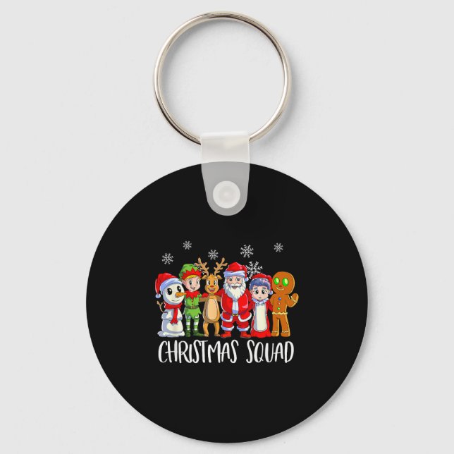 Family Matching Christmas Squad Santa Reindeer Elf Keychain (Front)