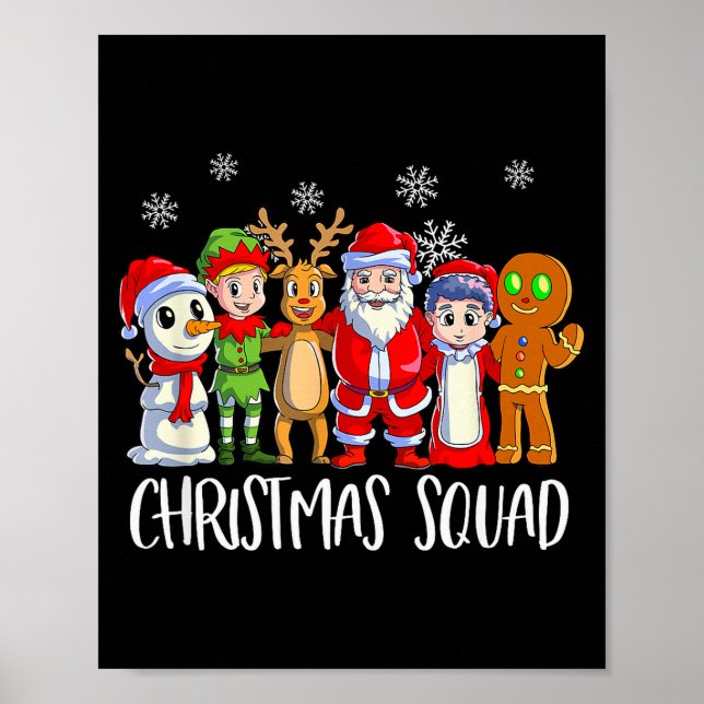 Family Matching Christmas Squad Santa Reindeer Elf Poster (Front)