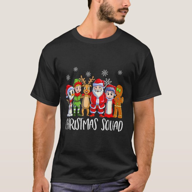 Family Matching Christmas Squad Santa Reindeer Elf T-Shirt (Front)