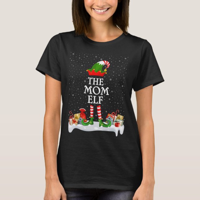 Family Matching Christmas The Mom Elf T-Shirt (Front)