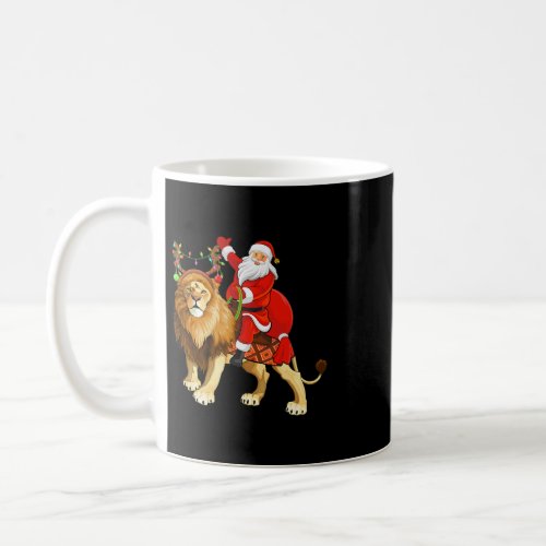 Family Matching Funny Santa Riding Mountain Lion C Coffee Mug
