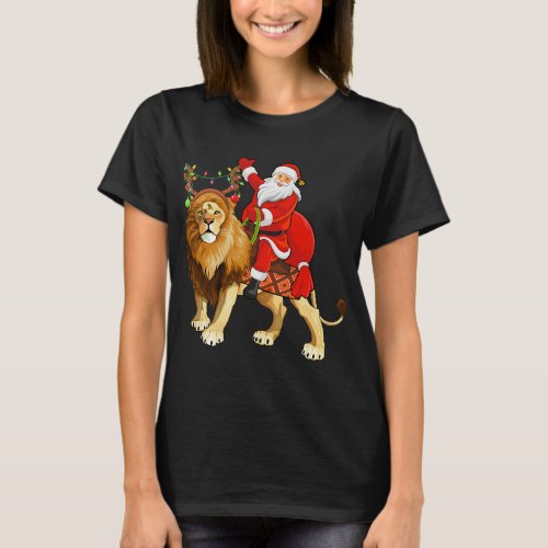 Family Matching Funny Santa Riding Mountain Lion C T_Shirt