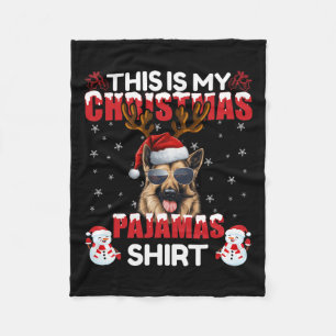 Family Matching Funny Xmas Pajama German Shepherd  Fleece Blanket