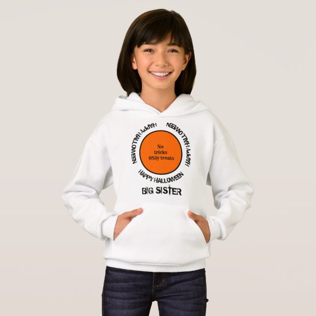 Family Matching Girl Typography Happy Halloween Hoodie (Front Full)