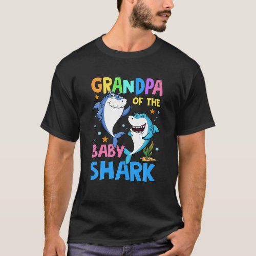 Family Matching Grandpa Of The Baby Shark T_Shirt
