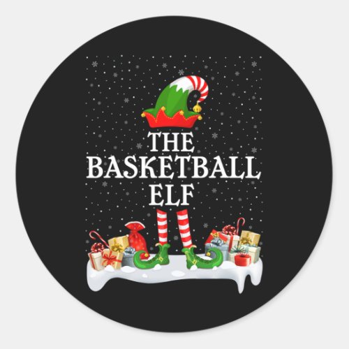 Family Matching Group Christmas The Basketball Elf Classic Round Sticker