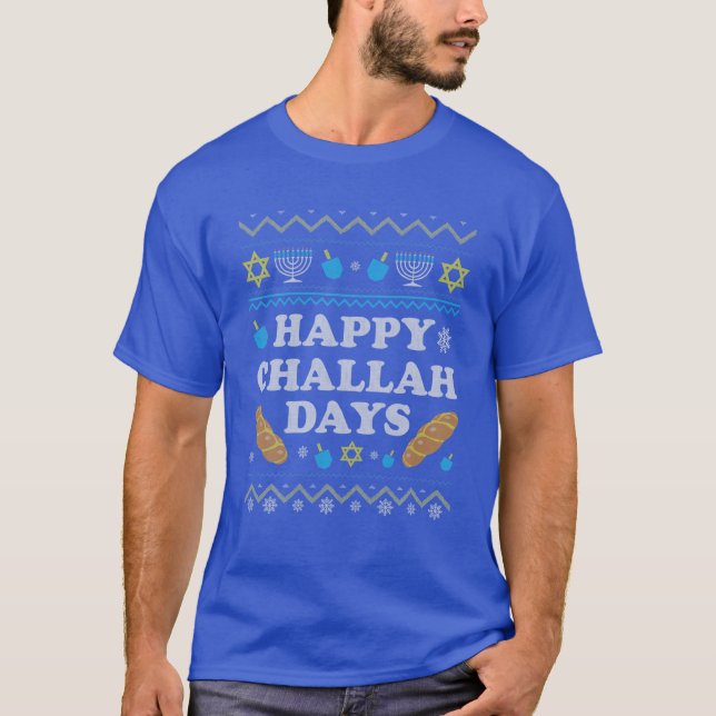 Family Matching Group Happy Challah Days Ugly Hanu T-Shirt (Front)