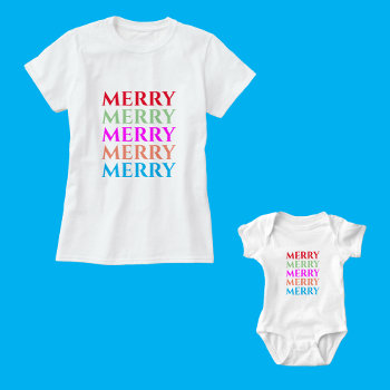 Family Matching Merry Christmas Outfits T-shirt by KathyHenis at Zazzle