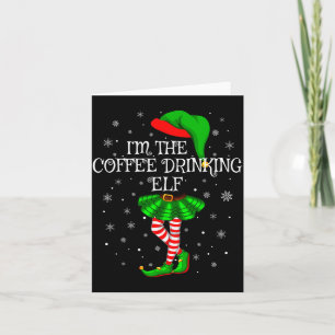 Family Matching Women Girls Coffee Drinking Elf Ch Card