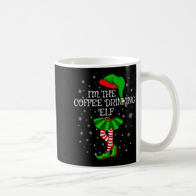 Family Matching Women Girls Coffee Drinking Elf Ch Coffee Mug (Right)