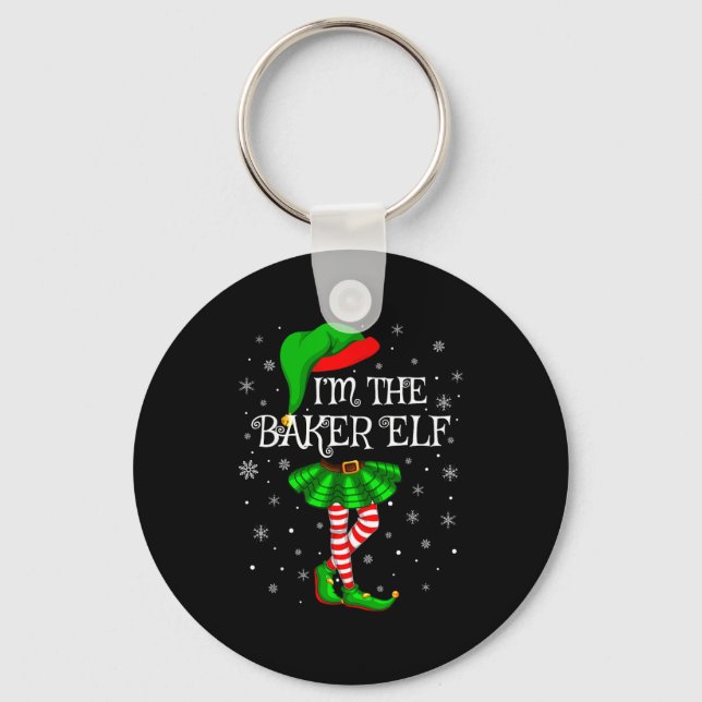 Family Matching Women Girls I'm The Baker Elf Chri Keychain (Front)