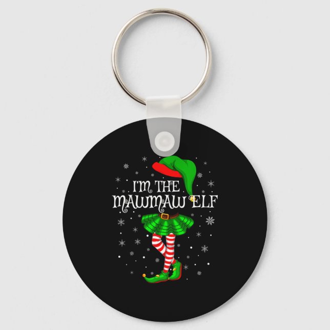 Family Matching Women Girls I'm The Mawmaw Elf Chr Keychain (Front)