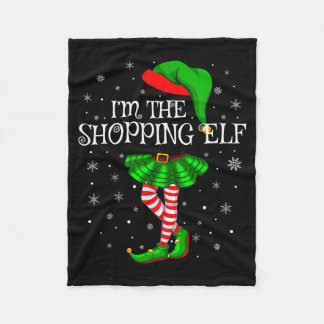 Family Matching Women Girls I'm The Shopng Elf Chr Fleece Blanket