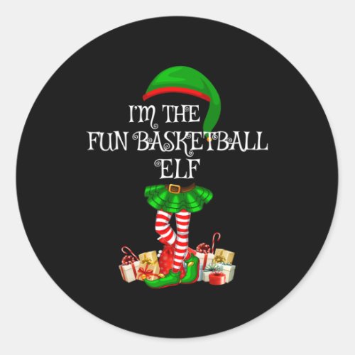 Family Matching Women Girls The Fun Basketball Elf Classic Round Sticker