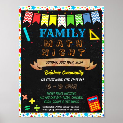 Family Math Night event template Poster
