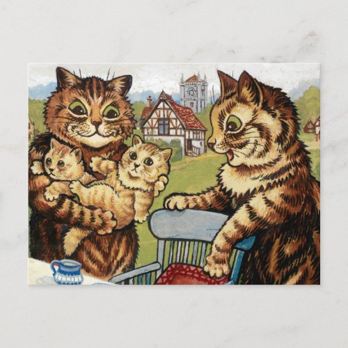 Family Matters by Louis Wain Postcard