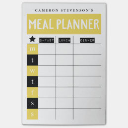 Family Meal Planner | Yellow &amp; Black | Custom Name Post-it Notes