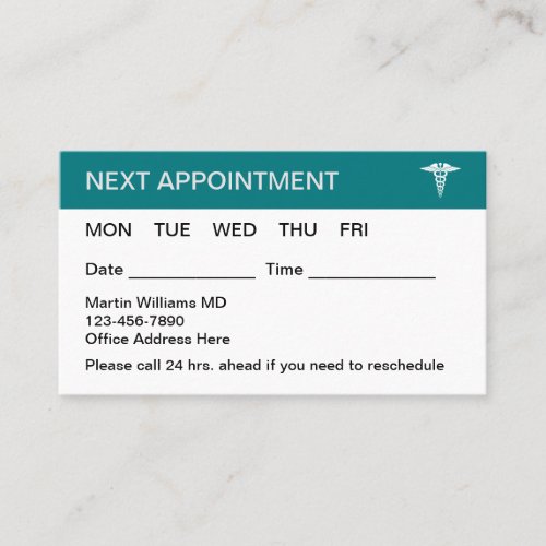 Family Medical Appointment Business Cards