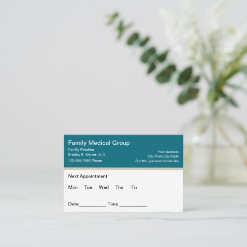 Family Medical Doctor Appointment Cards