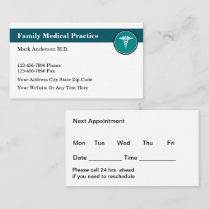 Family Medical Practice Appointment Cards