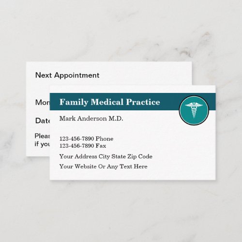 Family Medical Practice Appointment Cards