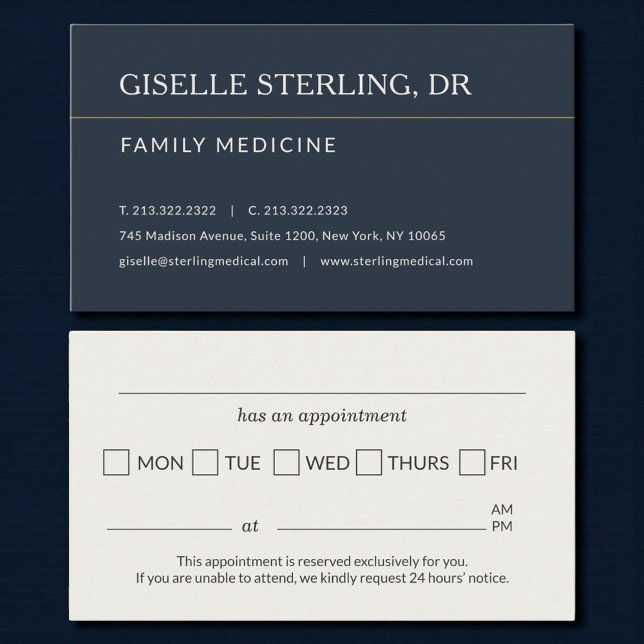 Family Medicine Doctor Office Appointment Reminder Business Card (Creator Uploaded)