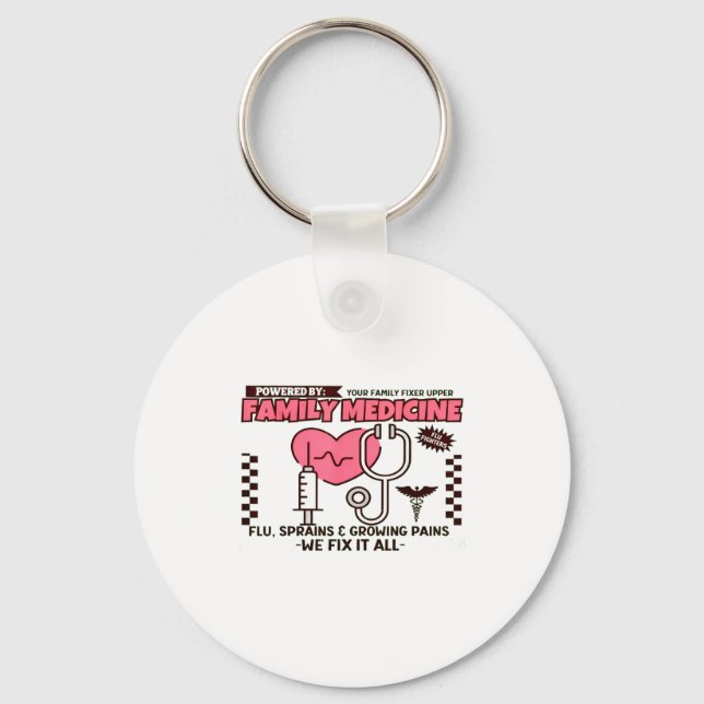 Family Medicine Retro Family Physician Doctor Gift Keychain (Front)