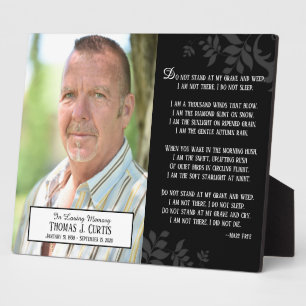 Family Memorial Don't Stand at My Grave and Weep Plaque