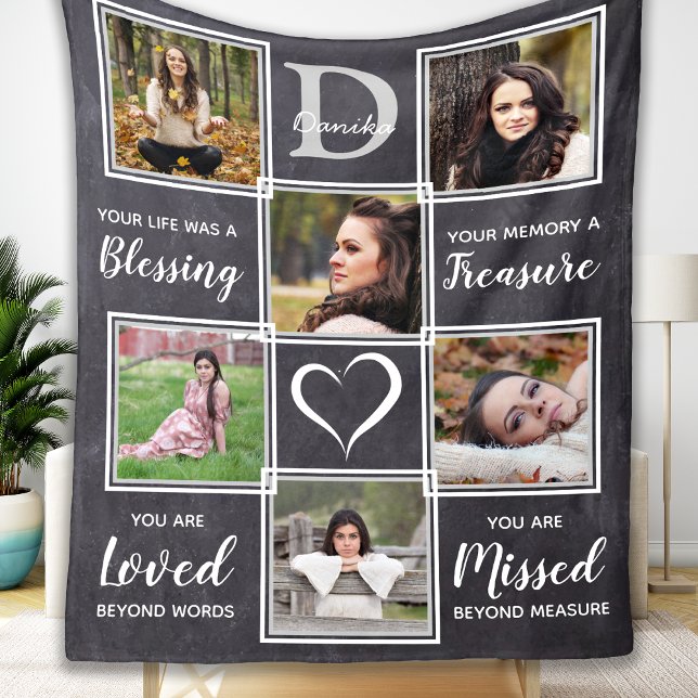 Family Memorial Monogram Name Remembrance Keepsake Fleece Blanket (Creator Uploaded)