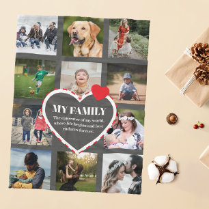 Family Memorial Personalized Photo Collage Fleece Blanket