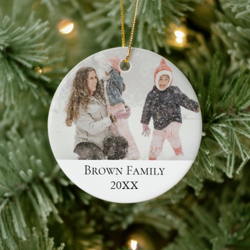 Family Memorial Photo Christmas Holiday Ceramic Ornament