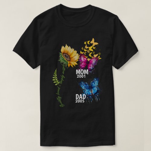 Family Memorial Sunflower  Butterfly Watercolor T_Shirt