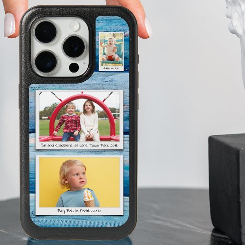 Family Memories 3 Photo Collage Blue iPhone 15 Pro Case