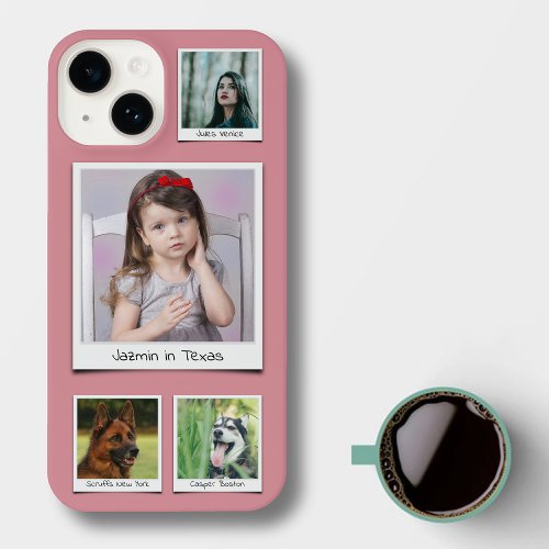 Family Memories 4 photo Collage Dusty Pink iPhone 14 Case