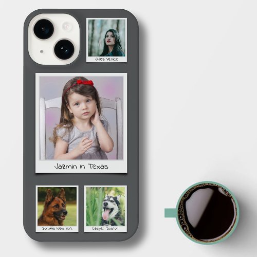 Family Memories 4 photo Collage Grey iPhone 14 Case