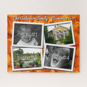 Family Memories 4 x Custom Photos Challenge Lilies Jigsaw Puzzle