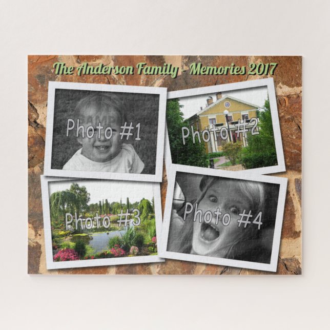 Family Memories 4 x Custom Photos Stonewall Jigsaw Puzzle (Horizontal)