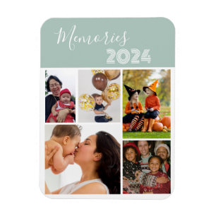 Family Memories 5 photo collage green Magnet