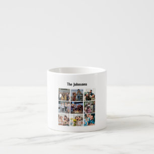 Family Memories 9 Photo Grid Personalized Collage Espresso Cup