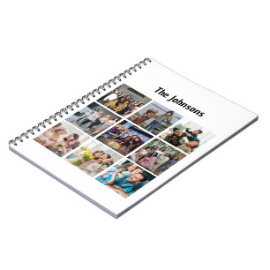 Family Memories 9 Photo Grid Personalized Collage Notebook